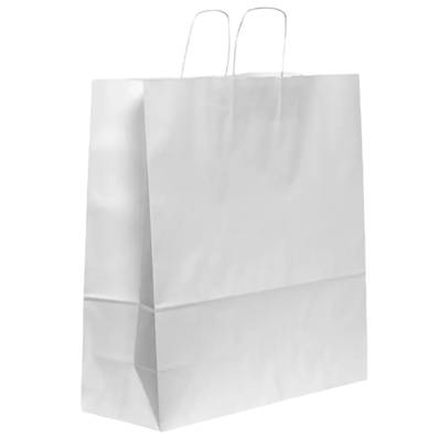 WHITE LARGE PLAIN CRAFT PAPER BAG TWIST HANDLE X 250