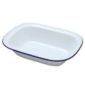 OBLONG WHITE ENAMEL PIE DISH 16CM