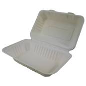 BHB 6 BAGASSE WHITE CLAMSHELL BOXES 6 X 6