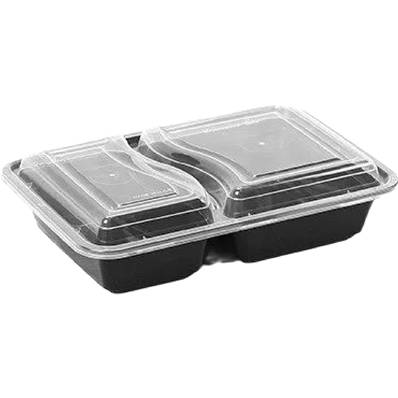 H-PACK 2 COMP RECTANGULAR BLACK CONTAINER WITH LID 150 SETS
