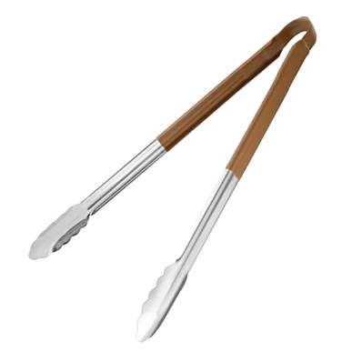 9.5inch COLOUR CODED TONGS BROWN