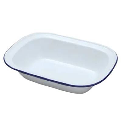 OBLONG WHITE ENAMEL PIE DISH 16CM