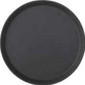 16 INCH ROUND PLASTIC NON SLIP TRAY BLACK