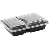 H-PACK 2 COMP RECTANGULAR BLACK CONTAINER WITH LID 150 SETS