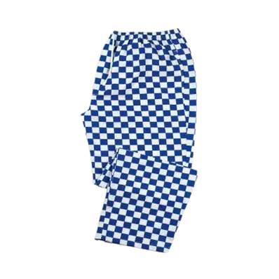 L BLUE CHECKED TROUSER ELASTICATED WAIST LARGE