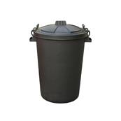 STACKING BIN WITH CLIP ON LID BLACK 85LTR