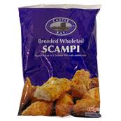 CASTLE BAY WHOLETAIL BREADED SCAMPI 454GM