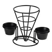 APPETIZER BLACK CONE WITH 2 RAMEKINS 5 X 9 INCH