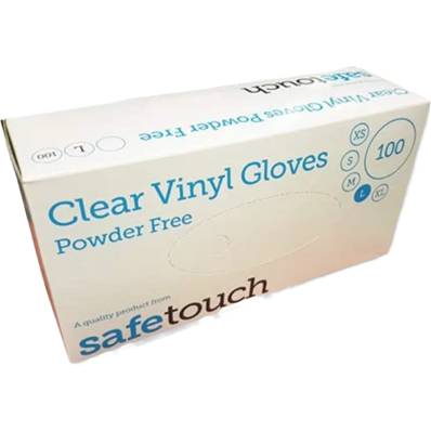 SAFE TOUCH CLEAR LARGE VINYL P/F GLOVES X 100