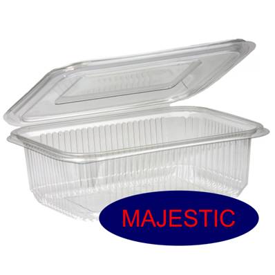 MAJESTIC CLEAR HINGED PLASTIC CONTAINER 250CC X 500