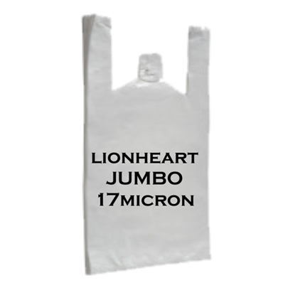 WHITE LIONHEART JUMBO CARRIER BAG 17MU 12 X 18 X 24IN 1000