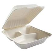 3 COMPARTMENT BAGASSE WHITE MEAL MOX BMB3 X 200