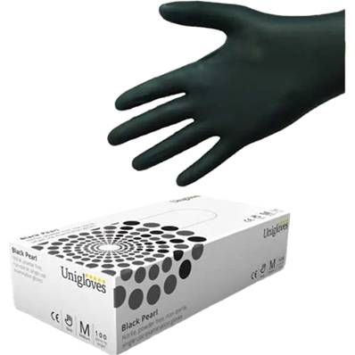 MEDIUM UNIGLOVES BLACK PEARL NITRILE GLOVES 100