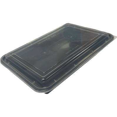 H-PACK 58oz RECTANGLE BLACK BASE CONATINER WITH LID 150