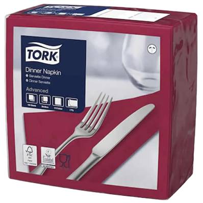TORK DINNER NAPKIN 39/2PL 4 FOLD BORDEAUX 1800