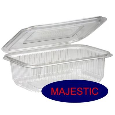MAJESTIC CLEAR 750CC HINGED PLASTIC CONTAINER X 300