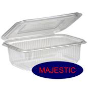 MAJESTIC CLEAR HINGED PLASTIC CONTAINER 250CC X 500